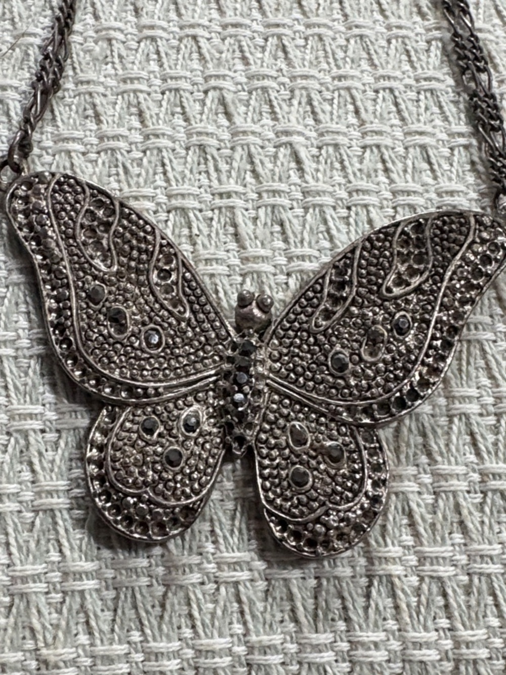 Butterfly Statement Necklace in Antique Silver - Picture 2 of 4